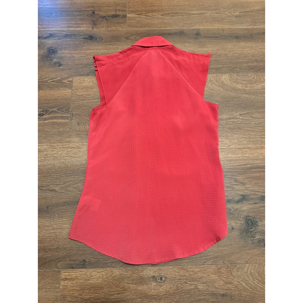 Express Womens Coral Pink Dobby Dot Sleeveless Button Down Shirt XS - Picture 7 of 7